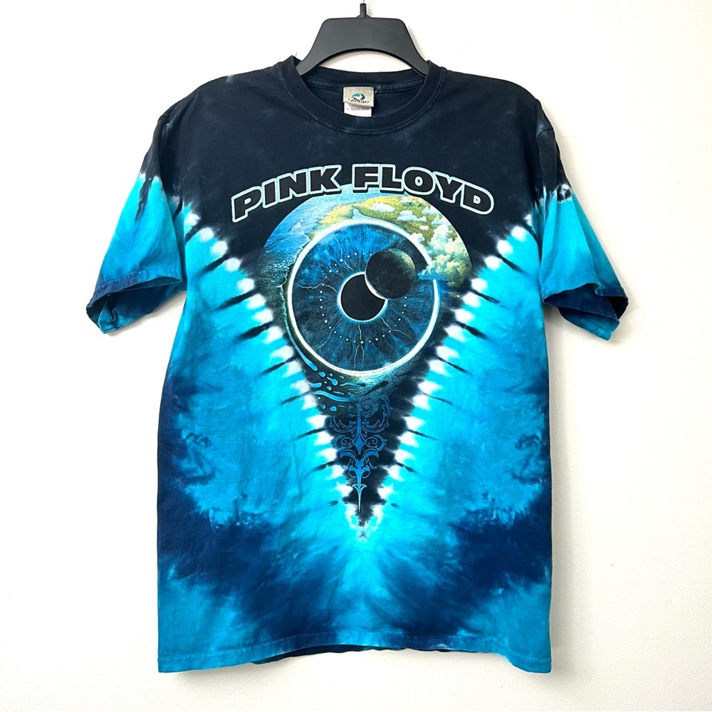 Liquid Blue Pink Floyd Pulse V Dye T-Shirt blue navy medium
